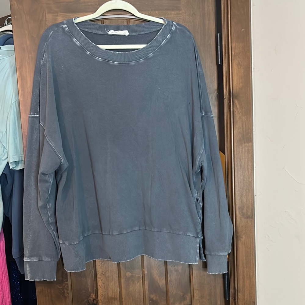 Casual Blue Oversized Sweatshirt
